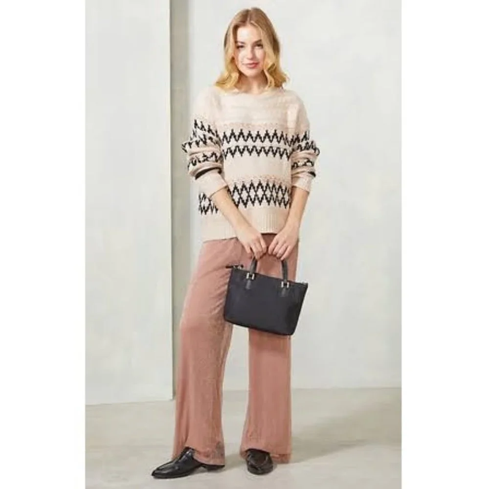 NWOT Skies Are Blue by Anthropologie‎ Geometric Crew Knit Sweater Women Size S
